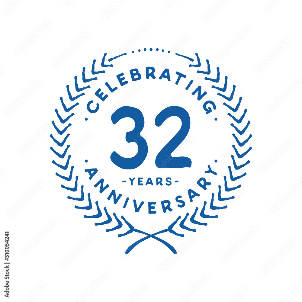 Fototapeta premium 32 years design template. 32nd logo. Vector and illustration.