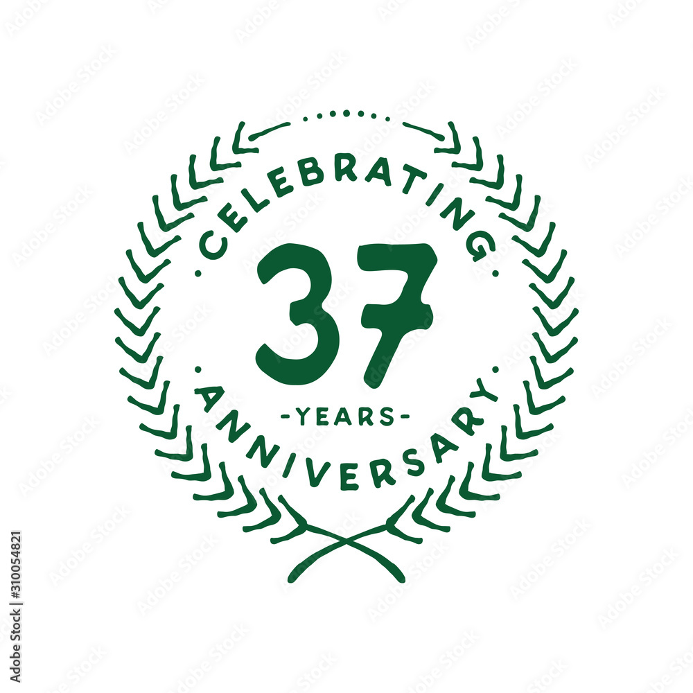 37 years design template. 37th logo. Vector and illustration. 37 years design template. 37th logo. Vector and illustration.