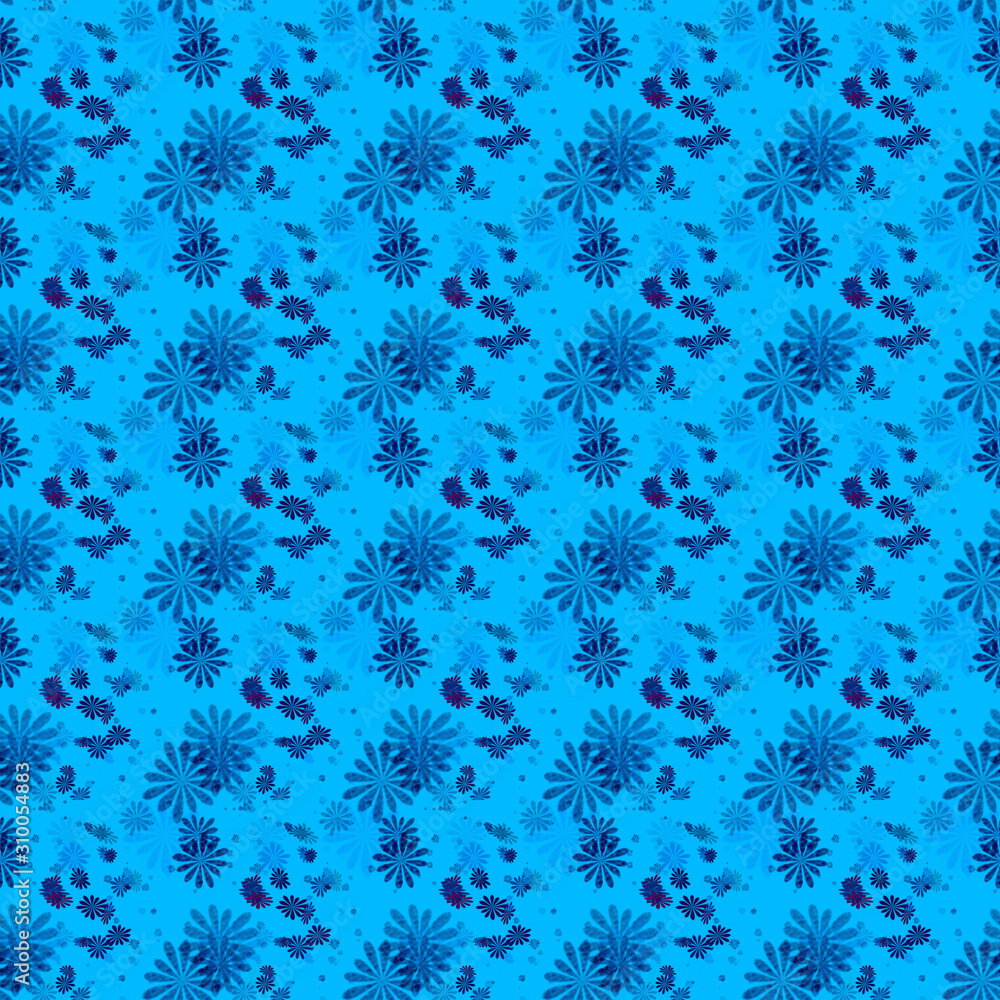 Blue Floral pattern in the small flower. Motifs scattered random. Seamless  texture. Elegant template for fashion prints. Printing with very small flowers.