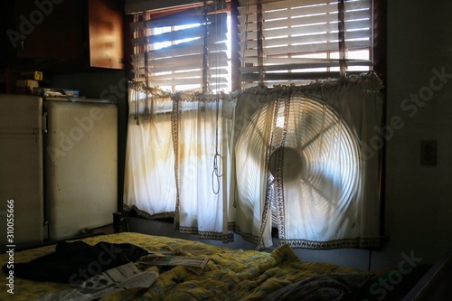 Bedroom inside of old abandoned forgotten house 
