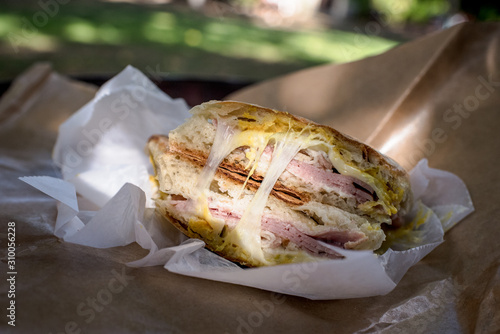 Картината върху платно cheesy cuban panini sandwich