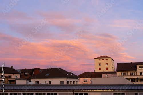 Rose Sky with the city skyline