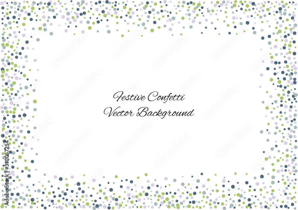 Festive color round confetti background. Abstract frame confetti texture for holiday, postcard, poster, website, carnivals, birthday and children's parties. Cover confetti mock-up. Wedding card layout
