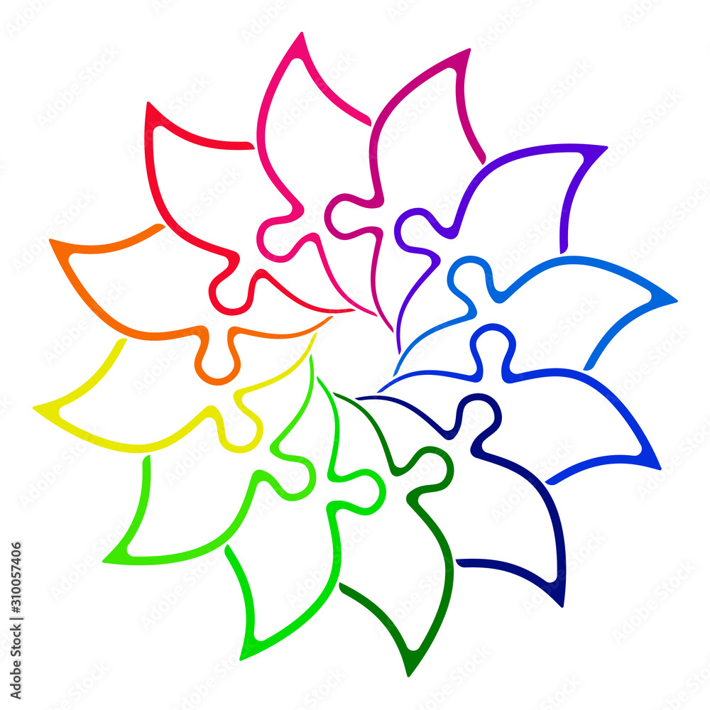 Flower in colorful outline puzzle