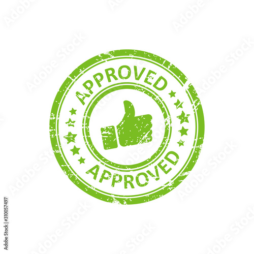 Green approved stamp with grunge. Vector illustration