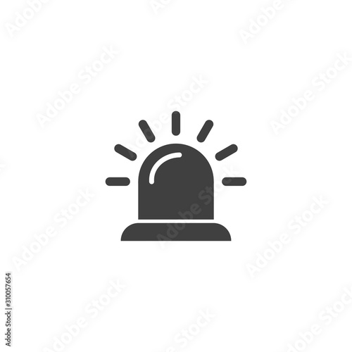 Alarm siren icon in black color on a white background