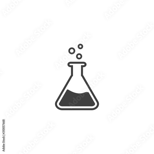 Erlenmeyer flask icon in black color on a white background