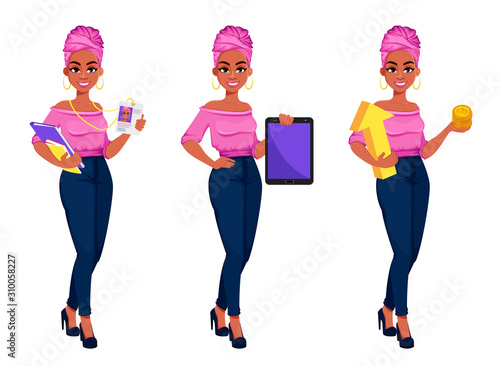 Young beautiful African American business woman