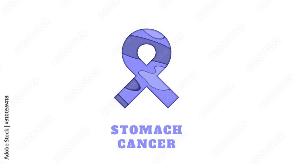 Stomach cancer awareness animation. Periwinkle purple ribbon made in 3D paper cut and craft style on white background. Medical concept. Motion graphics. Stomach cancer awareness animation. Periwinkle purple ribbon made in 3D paper cut and craft style on white background. Medical concept. Motion graphics.