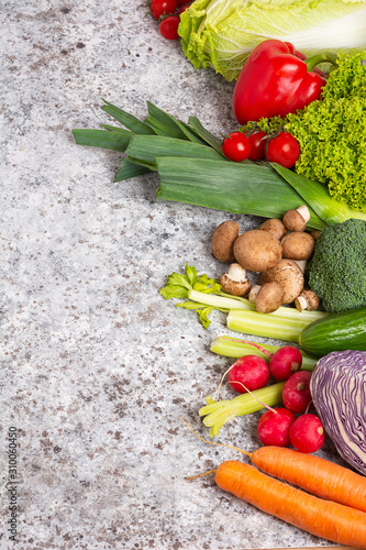 Healthy vegan and vegetarian food concept. Organic vegetables. Foods high in antioxidants, fiber, and vitamins.copy space