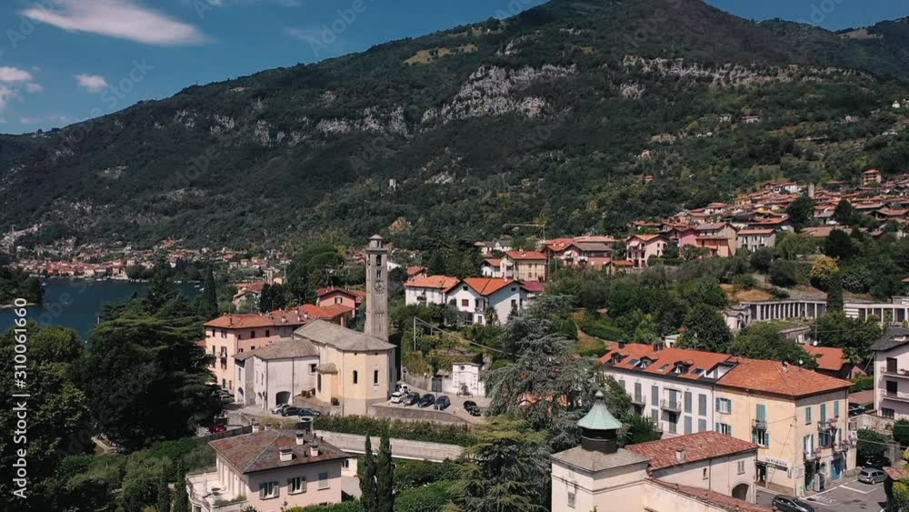 Drone flies over medieval town in Italy Drone flies over medieval town in Italy
