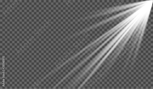Right side effect of starlight with flares, on a transparent background.