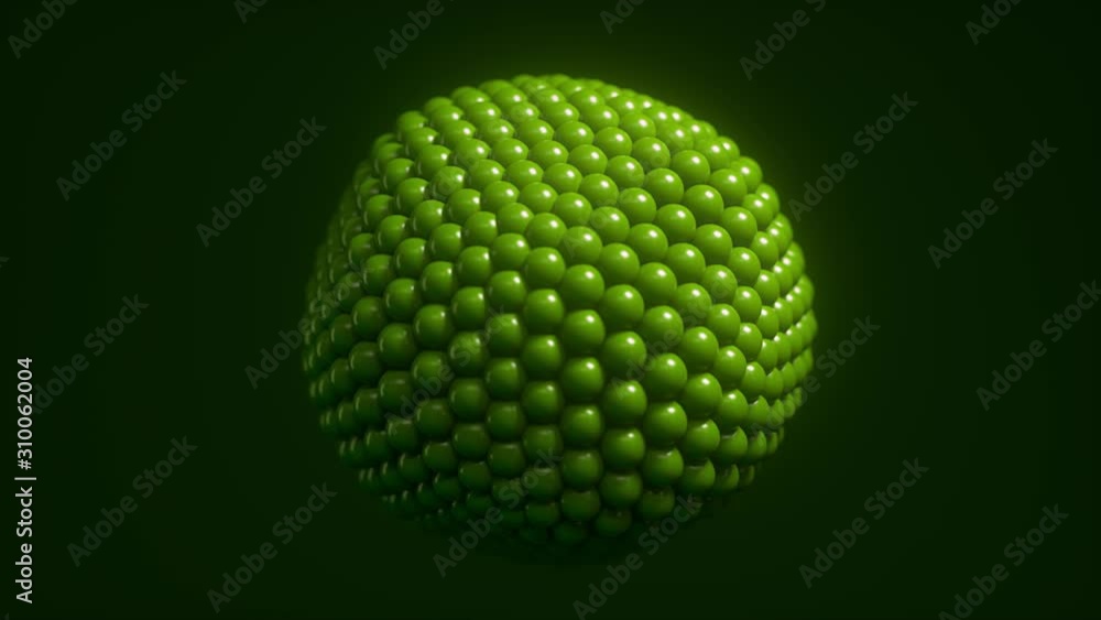 Green spheres cluster. Abstract background with a virus cell. Floating balls. Motion design composition. 3d animation. Microbiology or medicine concept. 4K UltraHD Green spheres cluster. Abstract background with a virus cell. Floating balls. Motion design composition. 3d animation. Microbiology or medicine concept. 4K UltraHD