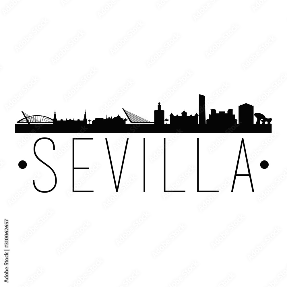 Obraz premium Seville Spain. City Skyline. Silhouette City. Design Vector. Famous Monuments.