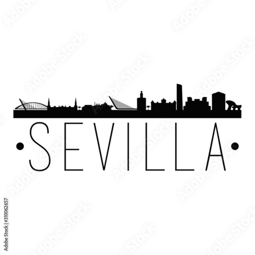 Seville Spain. City Skyline. Silhouette City. Design Vector. Famous Monuments.