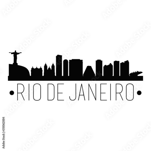 Rio Janeiro Brazil. City Skyline. Silhouette City. Design Vector. Famous Monuments.