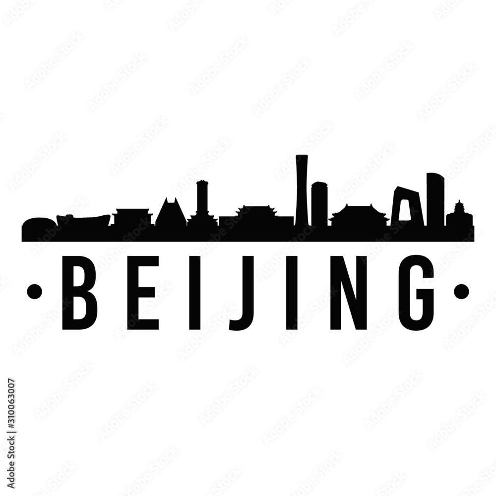 Beijing China. City Skyline. Silhouette City. Design Vector. Famous Monuments.