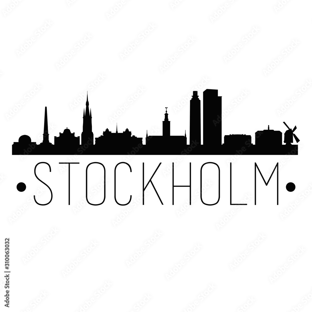 Stockholm Sweden. City Skyline. Silhouette City. Design Vector. Famous Monuments.