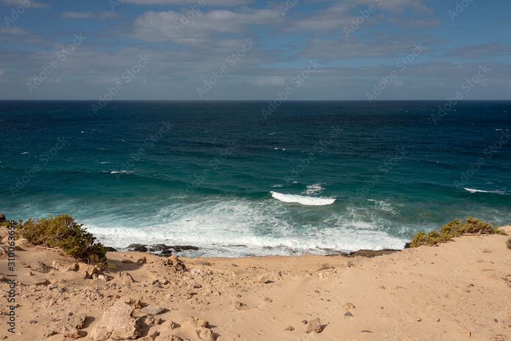 View on Atlantic Ocean from Barlovento beach, Fuerteventura, Canary Islands. 