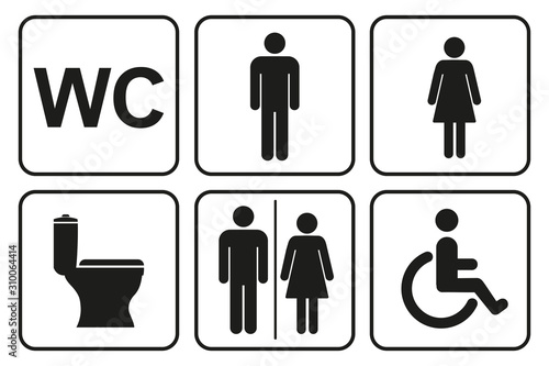 Toilet icons set, toilet signs, WC signs – stock vector