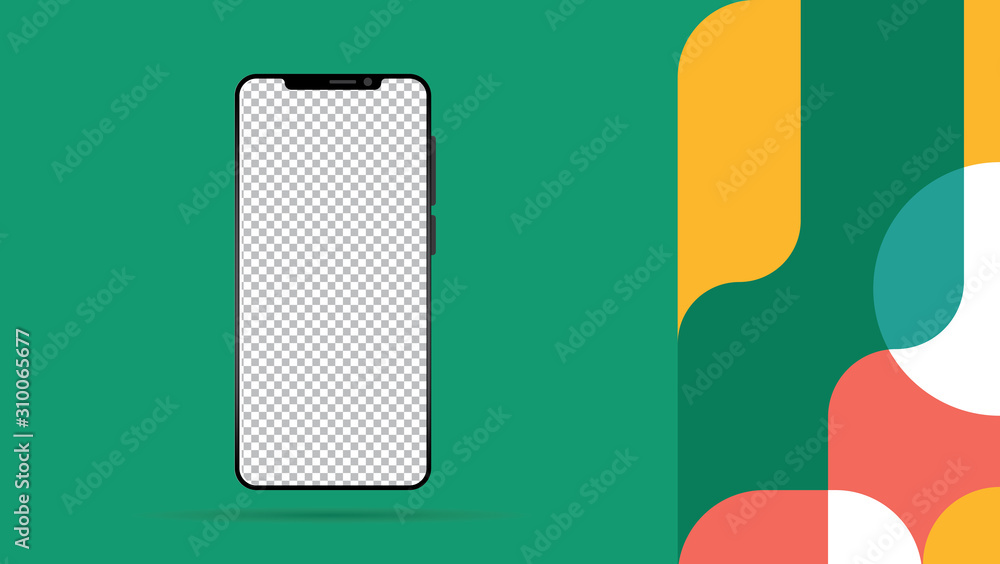 Smartphone The shape of a modern mobile phone Designed to have a thin edge. Mock-up smart phone empty screen front view on white background. Smartphone The shape of a modern mobile phone Designed to have a thin edge. Mock-up smart phone empty screen front view on white background.
