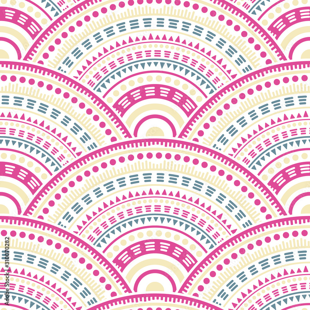 Ethnic circle shapes seamless geometric pattern. Ethnic circle shapes seamless geometric pattern.