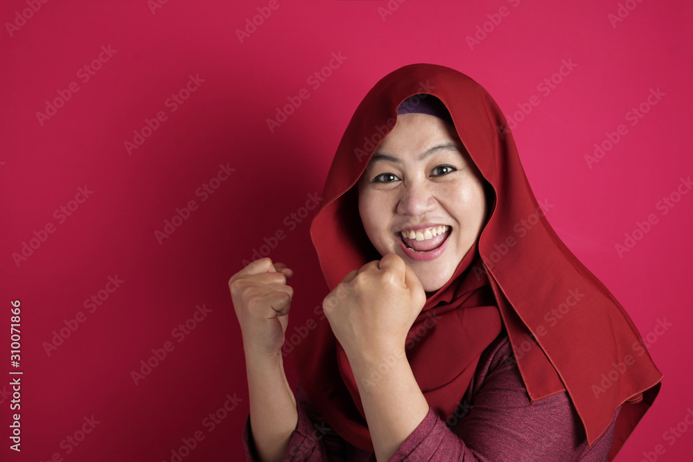 Muslim Lady Celebrating Victory Muslim Lady Celebrating Victory