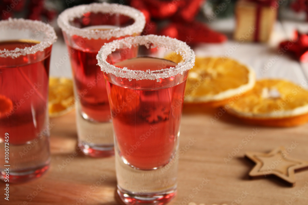 Christmas drink red punch in glasses. Christmas drink red punch in glasses.