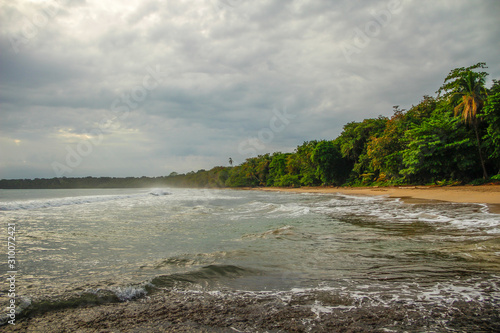 Cahuita National Park, bad weather on the beach of Cahuita Park. Costa Rica photo