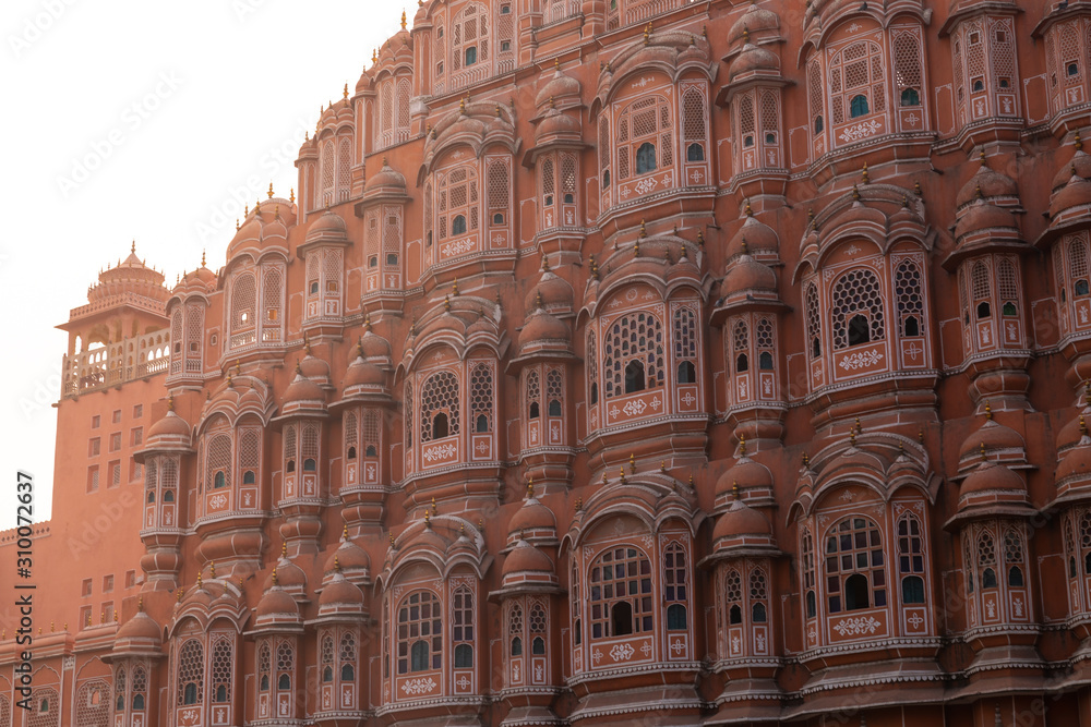 Hawa Mahal pink house in Japur, Rajasthan region in India.