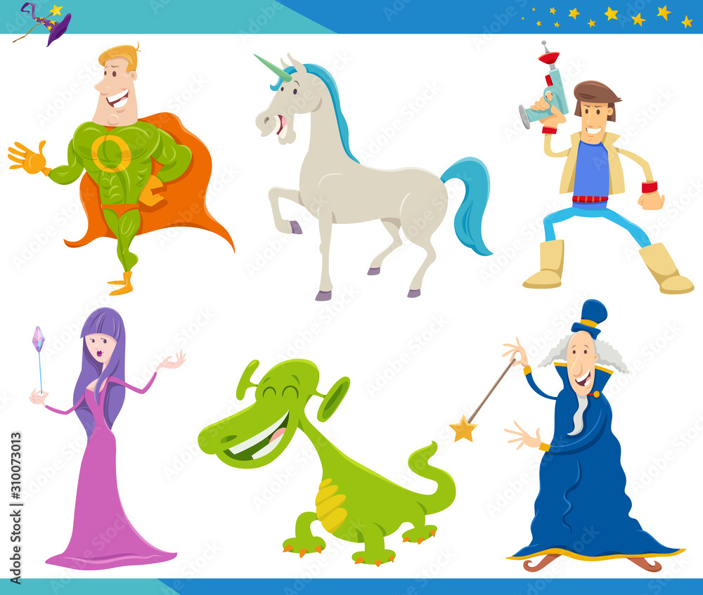 Fototapeta premium Cartoon Fantasy Monster and Alien Characters set