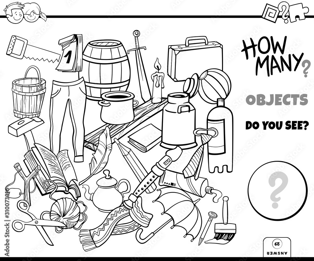 Obraz premium counting objects educational task coloring book