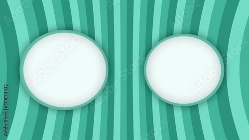 Double white frames banners on green stripes animation