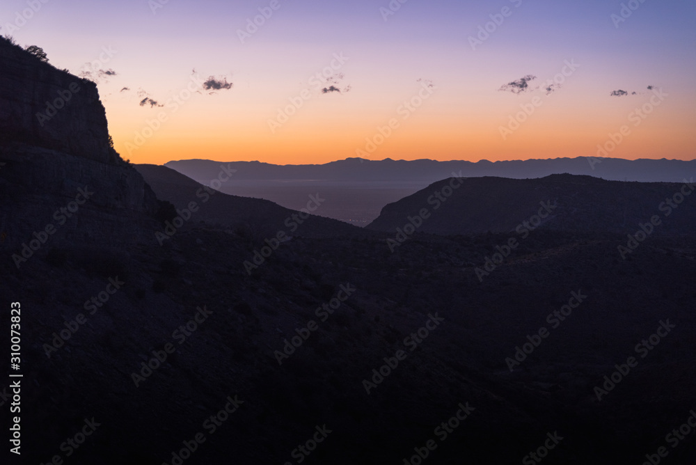 Sunset, landscape view over mountains in southern New Mexico. Sunset, landscape view over mountains in southern New Mexico.