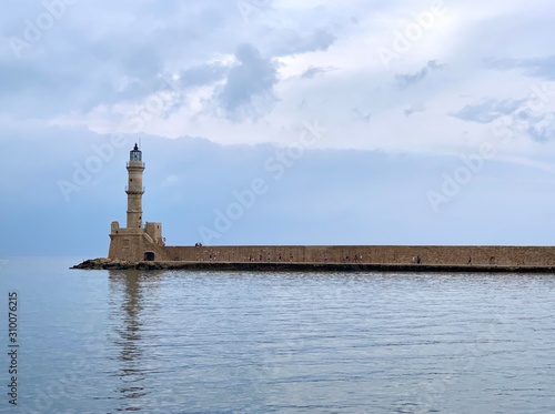lighthouse at chania, crete, greece at sunset © Catherine