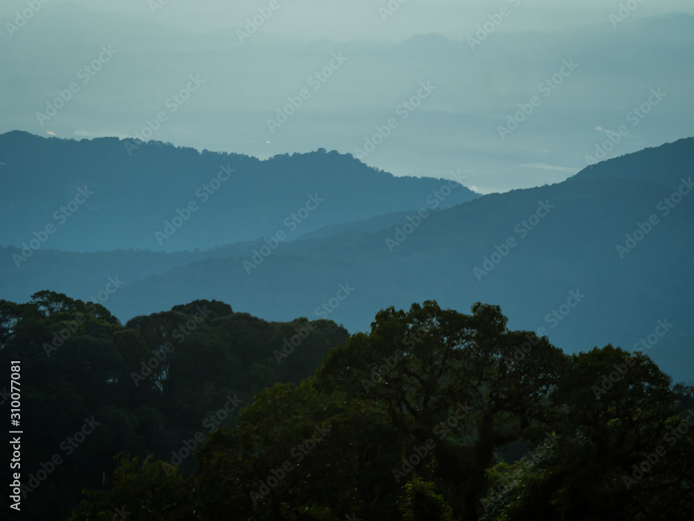 landscape of Mountain with forest in Twilight time
