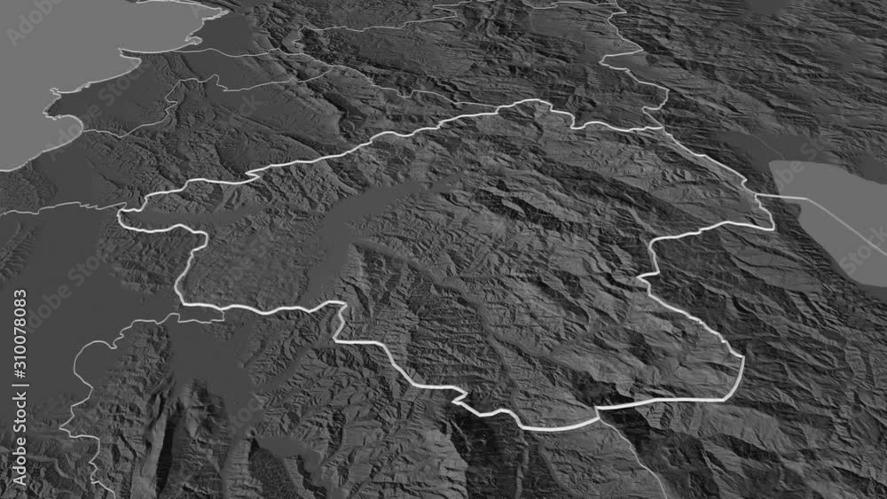 Elbasan, county with its capital, zoomed and extruded on the bilevel map of Albania in the conformal Stereographic projection. Animation 3D Elbasan, county with its capital, zoomed and extruded on the bilevel map of Albania in the conformal Stereographic projection. Animation 3D