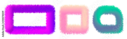 Set of colorful fur frames isolated. Vector illustration for decoration design photo