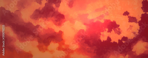 Beatiful Sky with Clouds Artistic Background. Craft Painting Landscape Design
