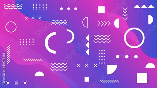 Memphis Gradient Color Purple Background