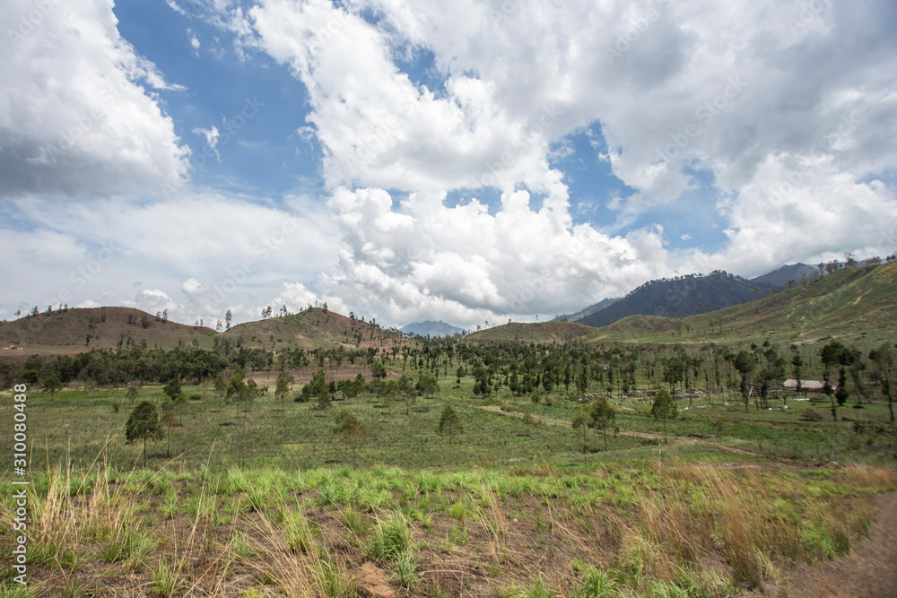 Bondowoso, East Java / Indonesia Savana Wurung Crater (Kawah Wurung) during the dry season, located in Curah Macan village, Bondowoso. Bondowoso, East Java / Indonesia Savana Wurung Crater (Kawah Wurung) during the dry season, located in Curah Macan village, Bondowoso.