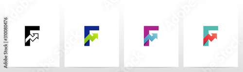 Arrow Chart On Letter Logo Design F