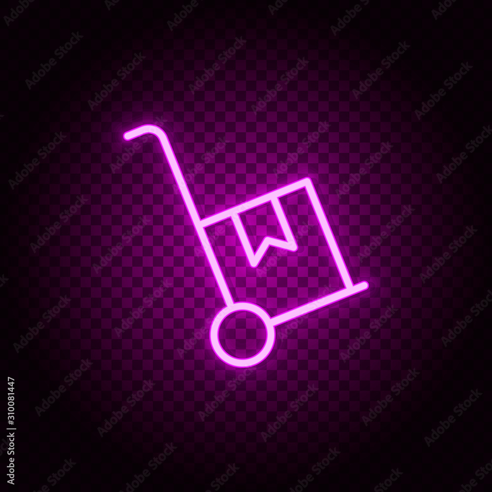 box, cart, delivery neon icon. Pink neon vector icon box, cart, delivery neon icon. Pink neon vector icon