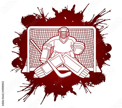 Ice hockey player action graphic vector.
