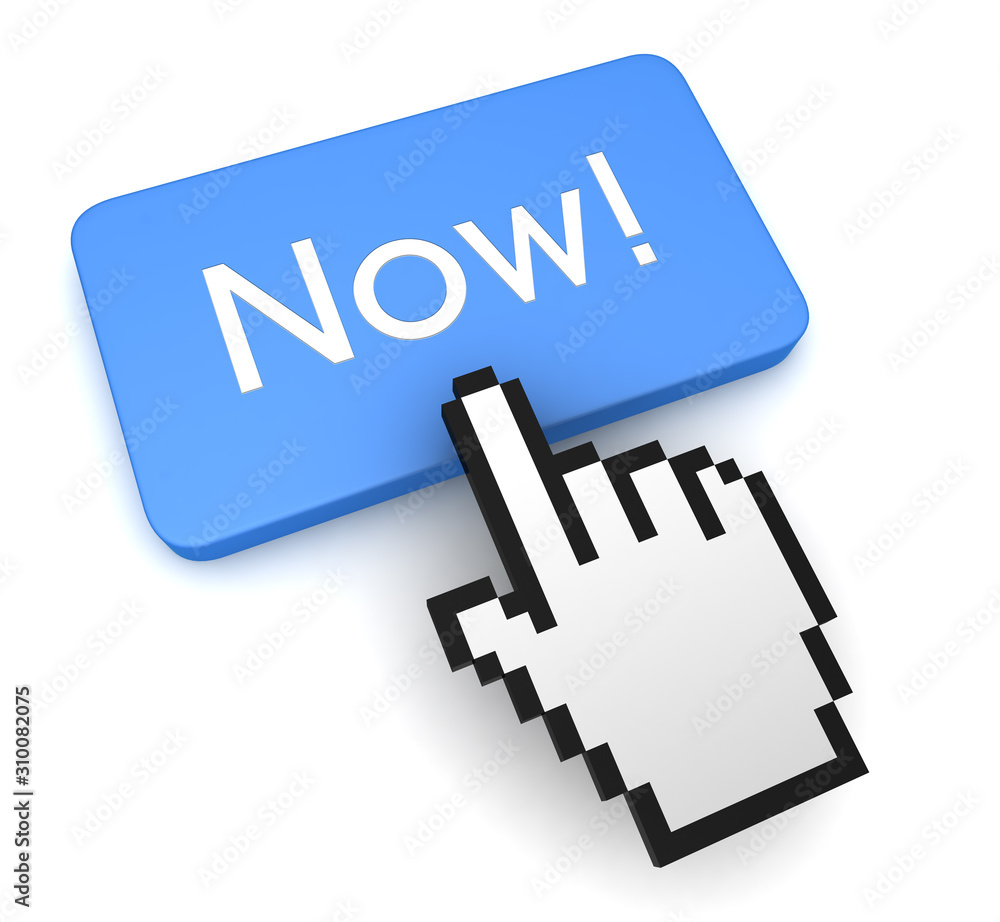 now push button concept 3d illustration now push button concept 3d illustration