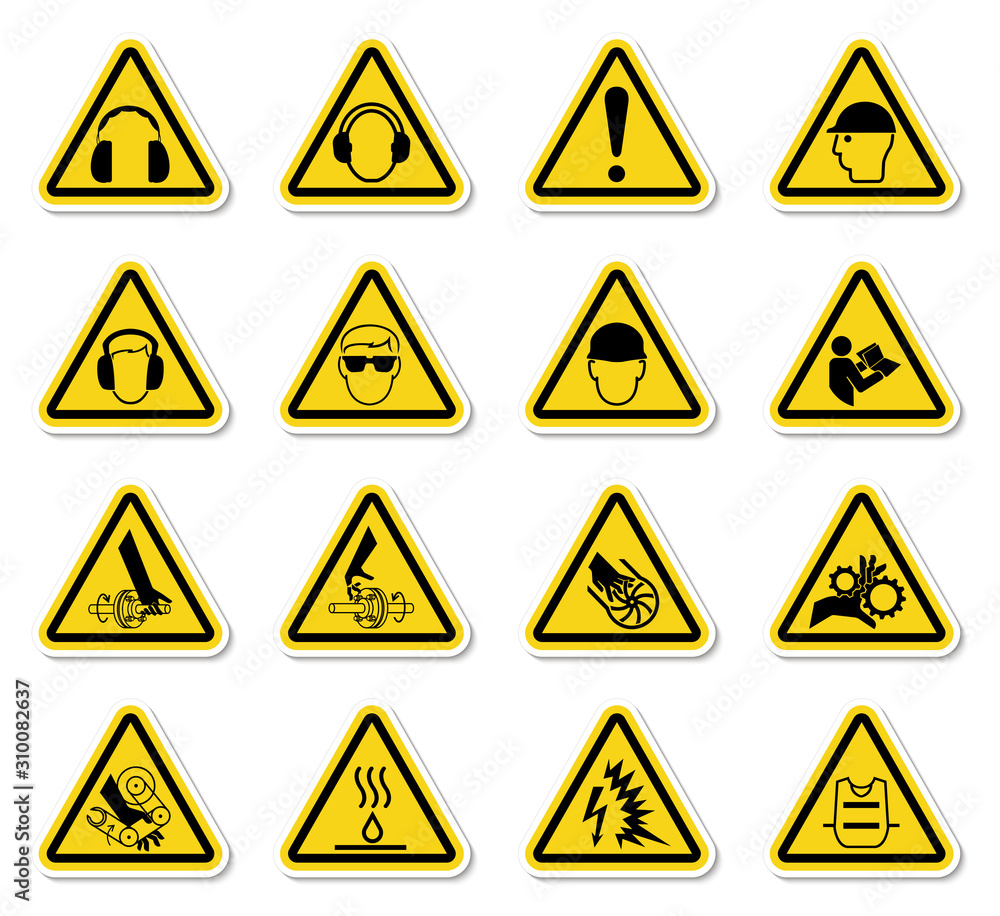 Warning Hazard Symbols labels Sign Isolate on White Background,Vector Illustration Warning Hazard Symbols labels Sign Isolate on White Background,Vector Illustration