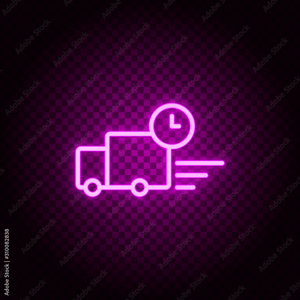 clock, delivery, time, speed, express neon icon. Pink neon vector icon clock, delivery, time, speed, express neon icon. Pink neon vector icon