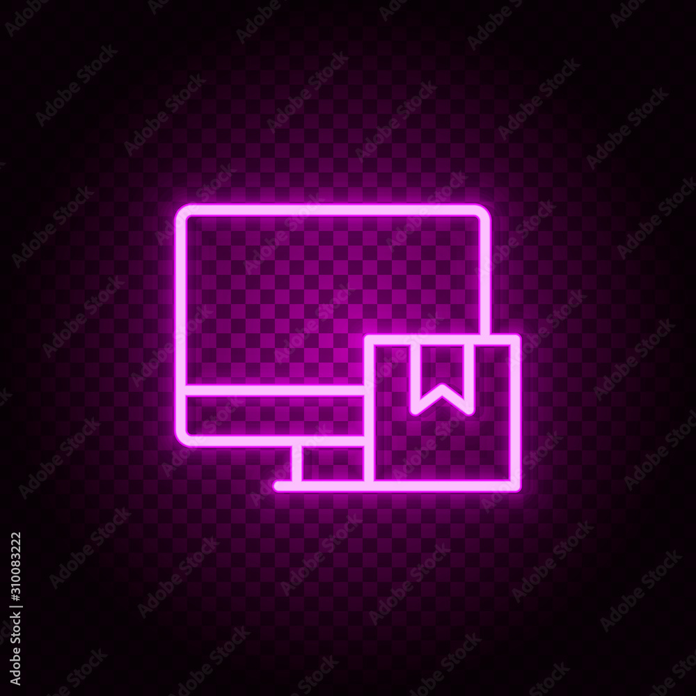 monitor, box, delivery neon icon. Pink neon vector icon monitor, box, delivery neon icon. Pink neon vector icon