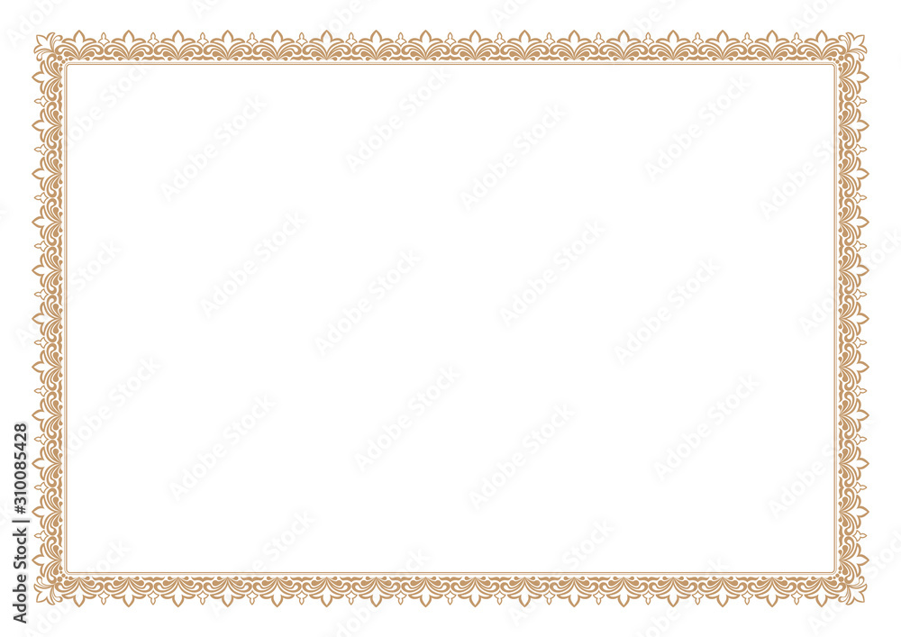 Blank Certificate border, ready add text, in gold color Blank Certificate border, ready add text, in gold color