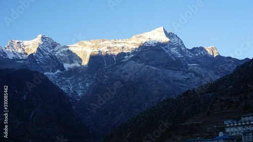 The sunrise on the mountain is a village in the country Napan.Time Lab photo